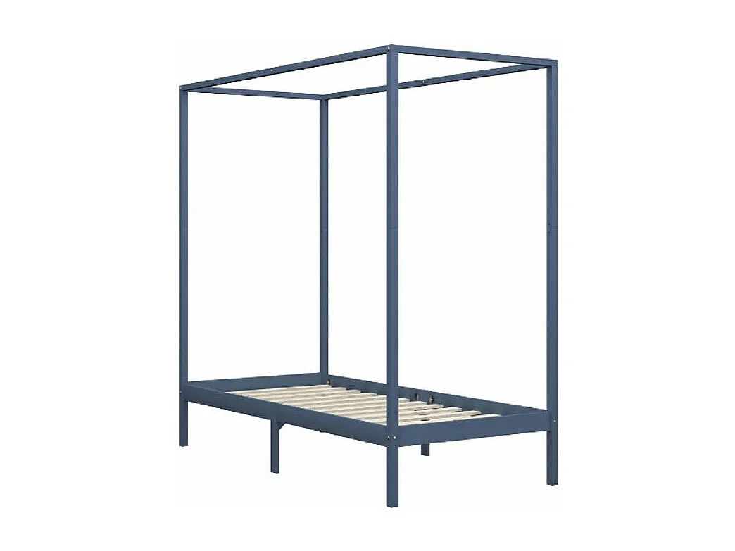 Lit à baldaquin pin massif gris Badat 90x200