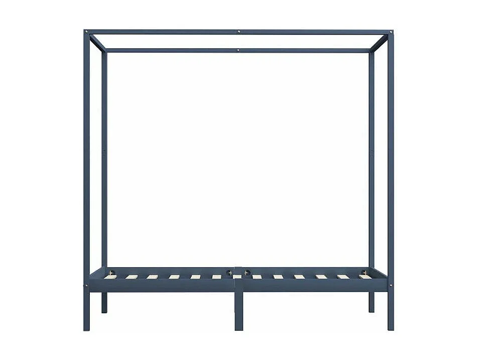 Lit à baldaquin pin massif gris Badat 90x200