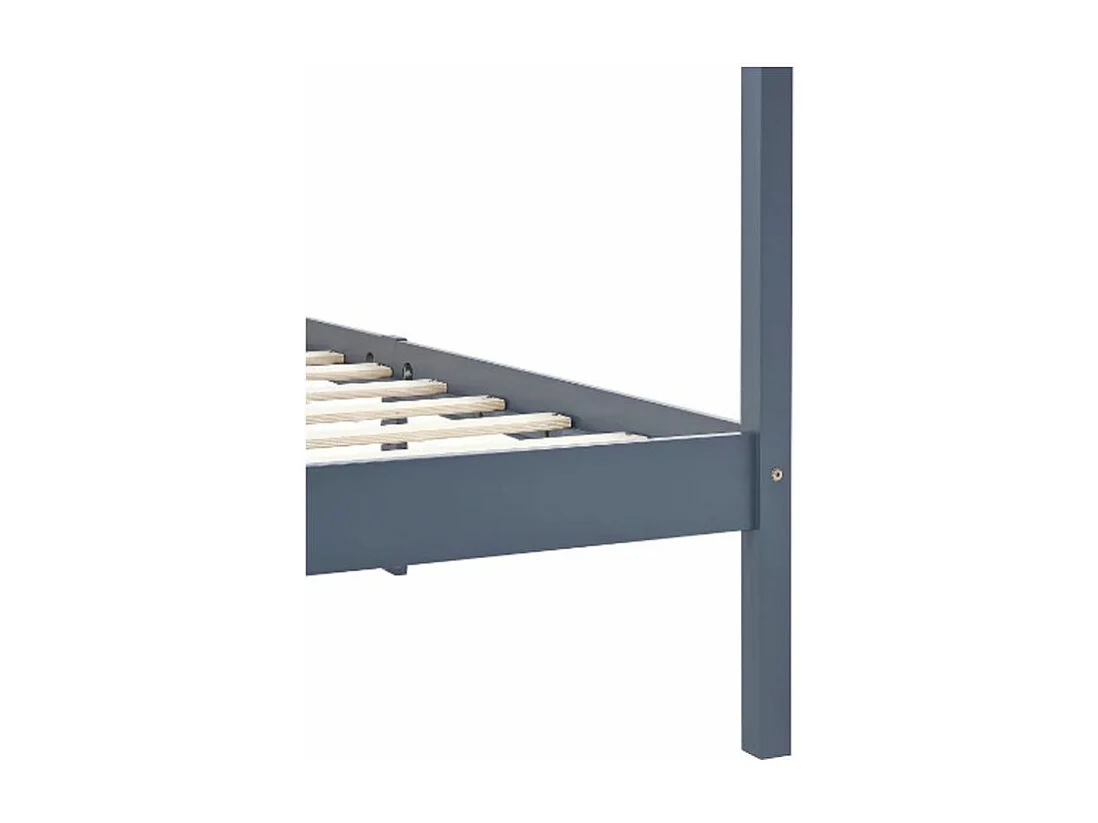 Lit à baldaquin pin massif gris Badat 90x200