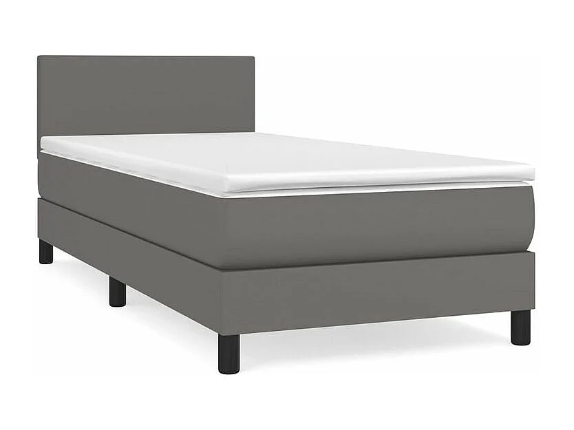 Sommier à lattes de lit avec matelas Gris 80x200 Similicuir