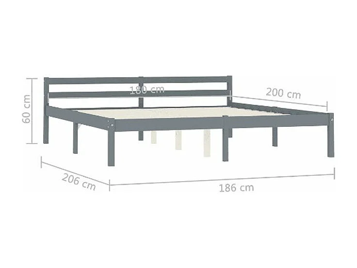 Lit adulte pin massif gris Dorma 180x200