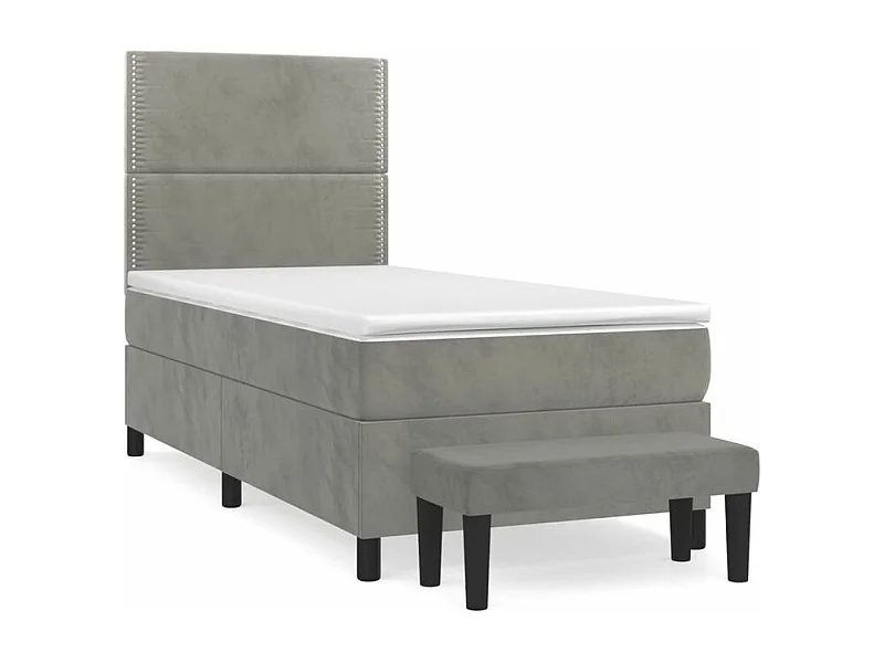 Sommier à lattes de lit et matelas Gris clair 80x200 Velours