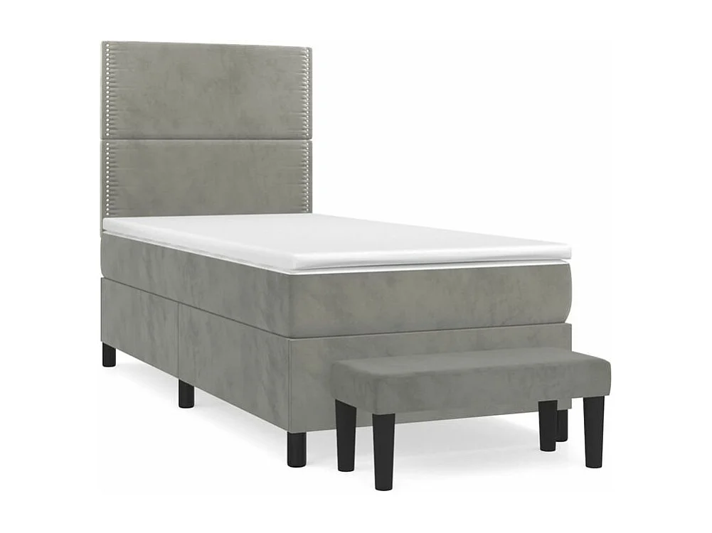 Sommier à lattes de lit et matelas Gris clair 80x200 Velours