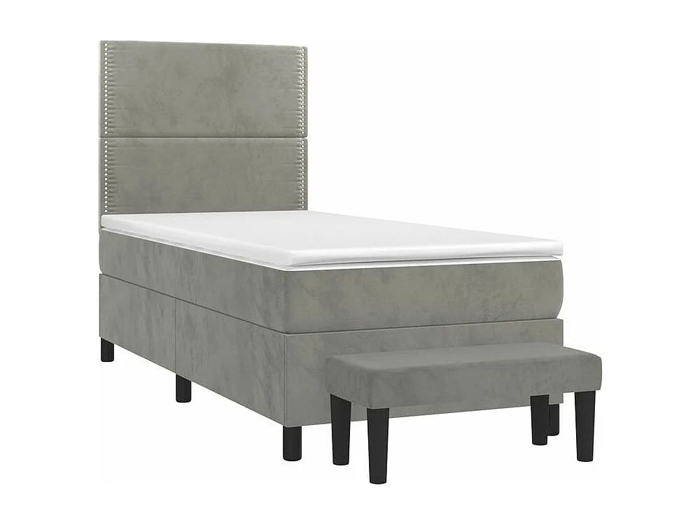 Sommier à lattes de lit et matelas Gris clair 80x200 Velours