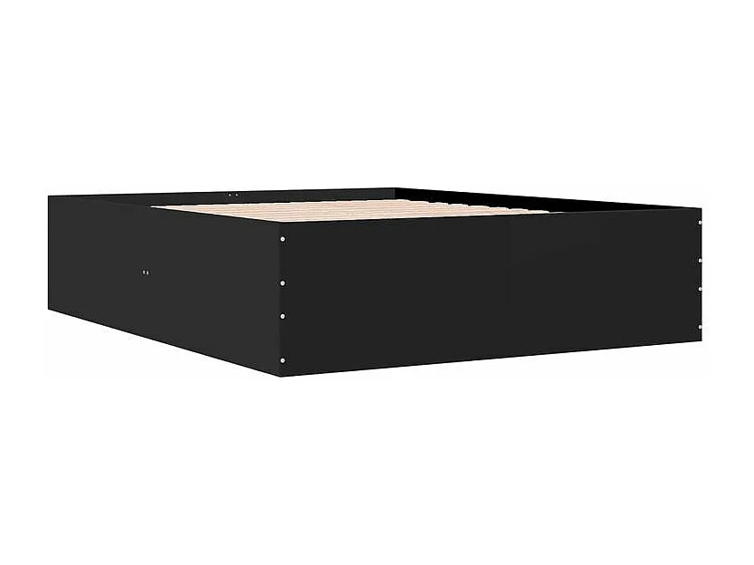 Cadre de lit noir 160x200 bois d'ingénierie