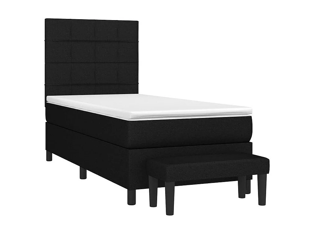Sommier à lattes de lit avec matelas Noir 90x200 Tissu