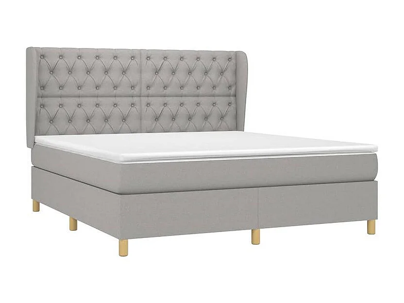 Sommier à lattes de lit avec matelas Gris clair 160x200 Tissu