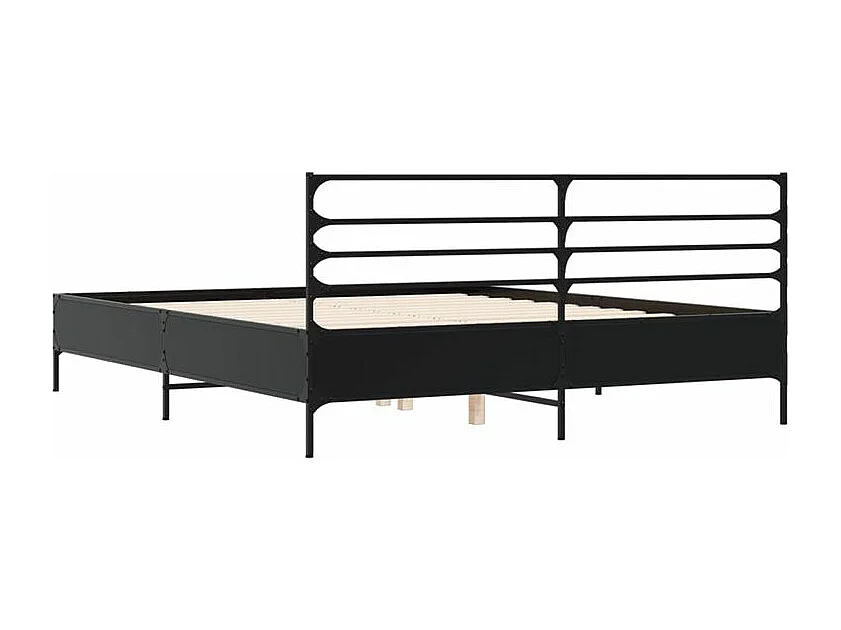 Cadre de lit noir 150x200 bois d'ingénierie et métal