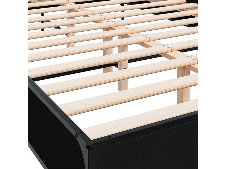 Cadre de lit noir 150x200 bois d'ingénierie et métal