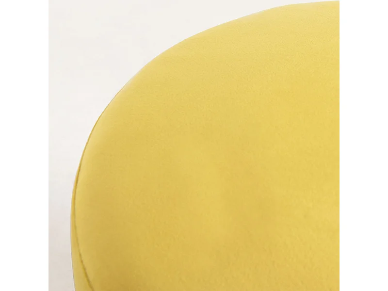 Pouf rond velours jaune et pied métal doré Hector - Lot de 2