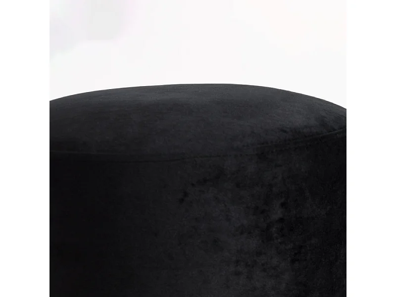 Pouf rond velours noir et pied métal doré mat Kila 39cm