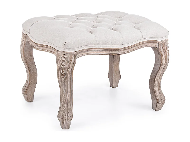 Tabouret repose-pied bois hévéa blanc Analore - Lot de 2