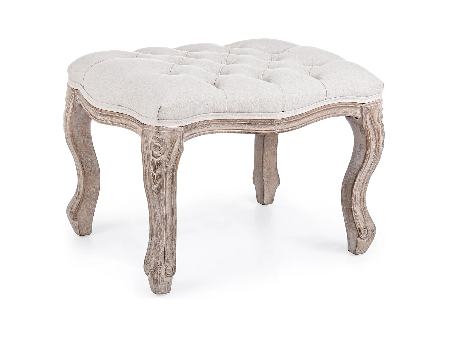 Tabouret repose-pied bois hévéa blanc Analore - Lot de 2