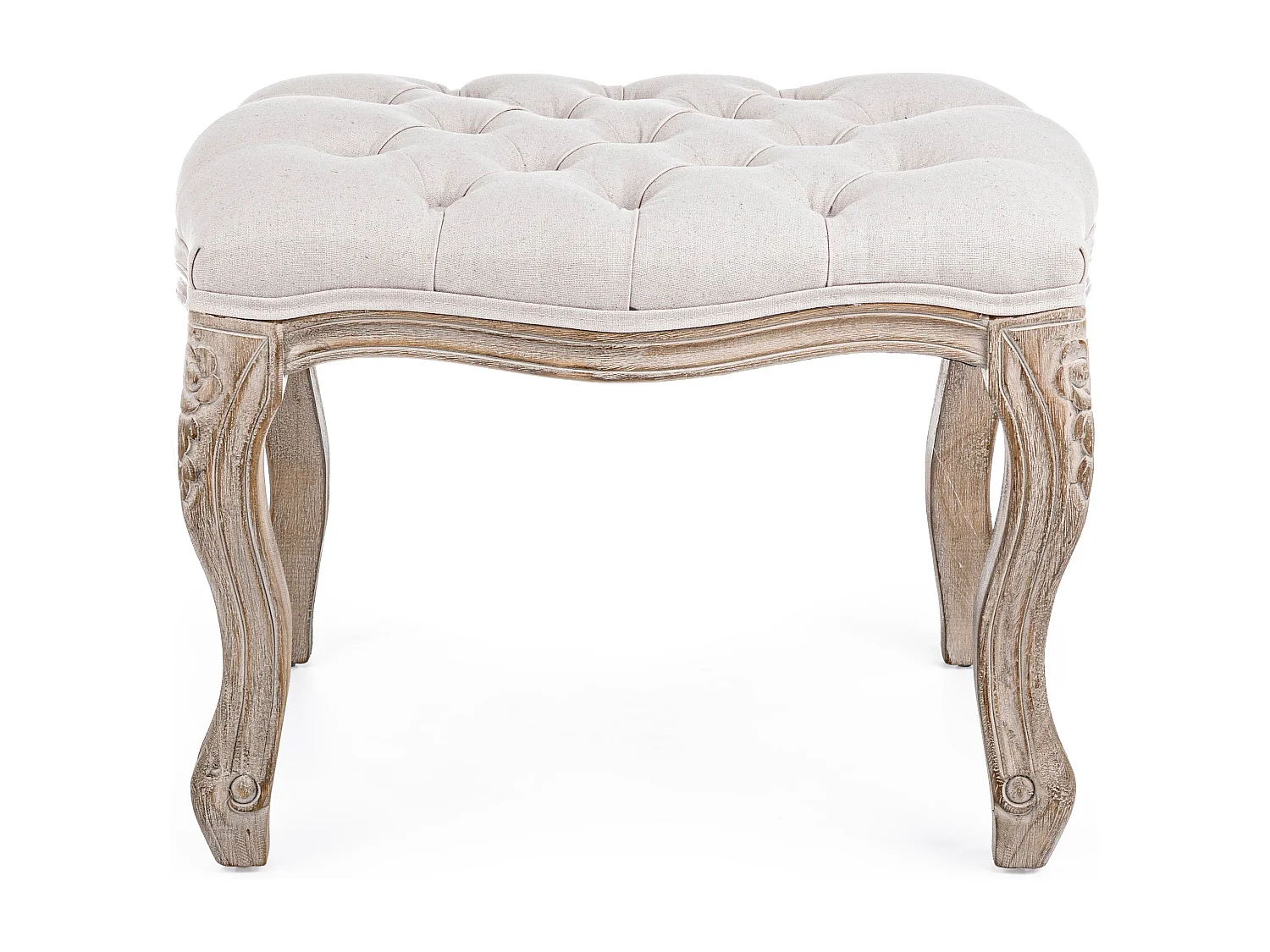 Tabouret repose-pied bois hévéa blanc Analore - Lot de 2