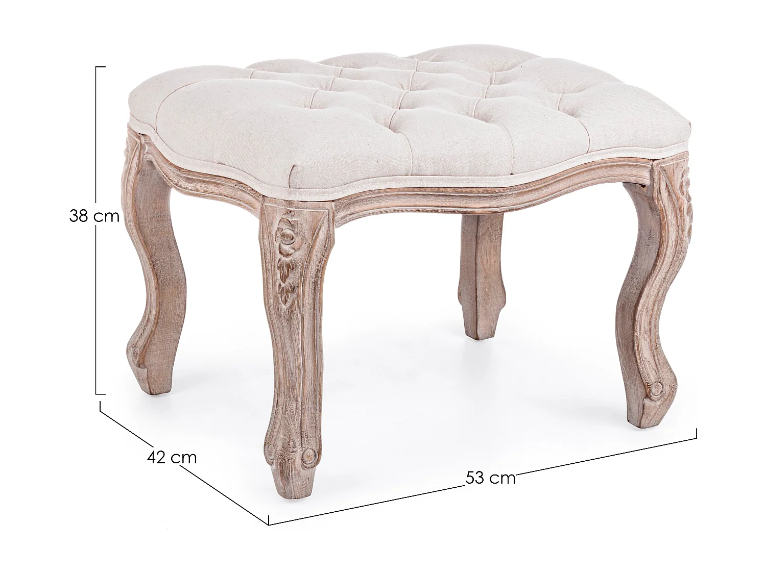 Tabouret repose-pied bois hévéa blanc Analore - Lot de 2