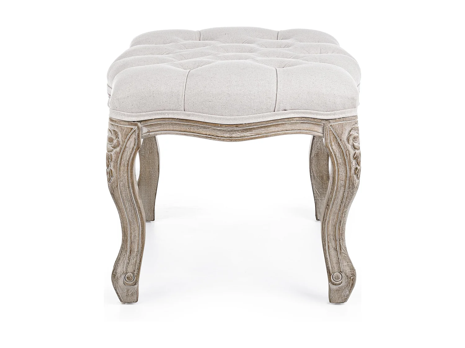 Tabouret repose-pied bois hévéa blanc Analore - Lot de 2