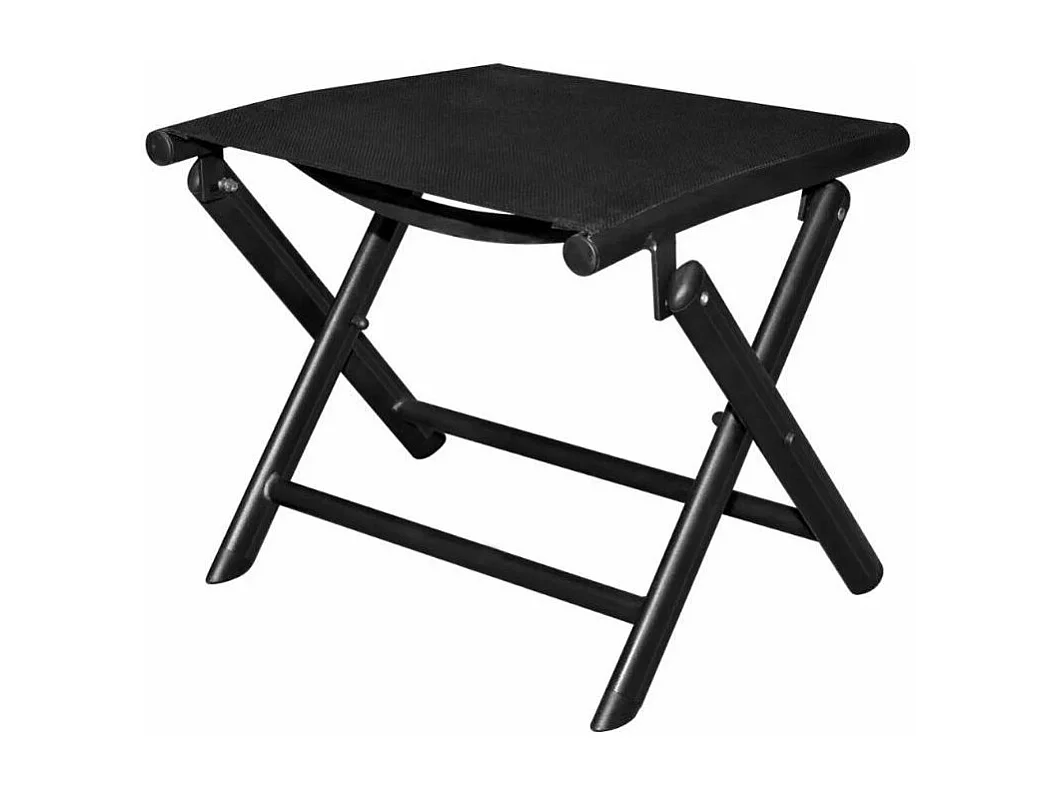 Voetenbank inklapbaar aluminium en textileen zwart