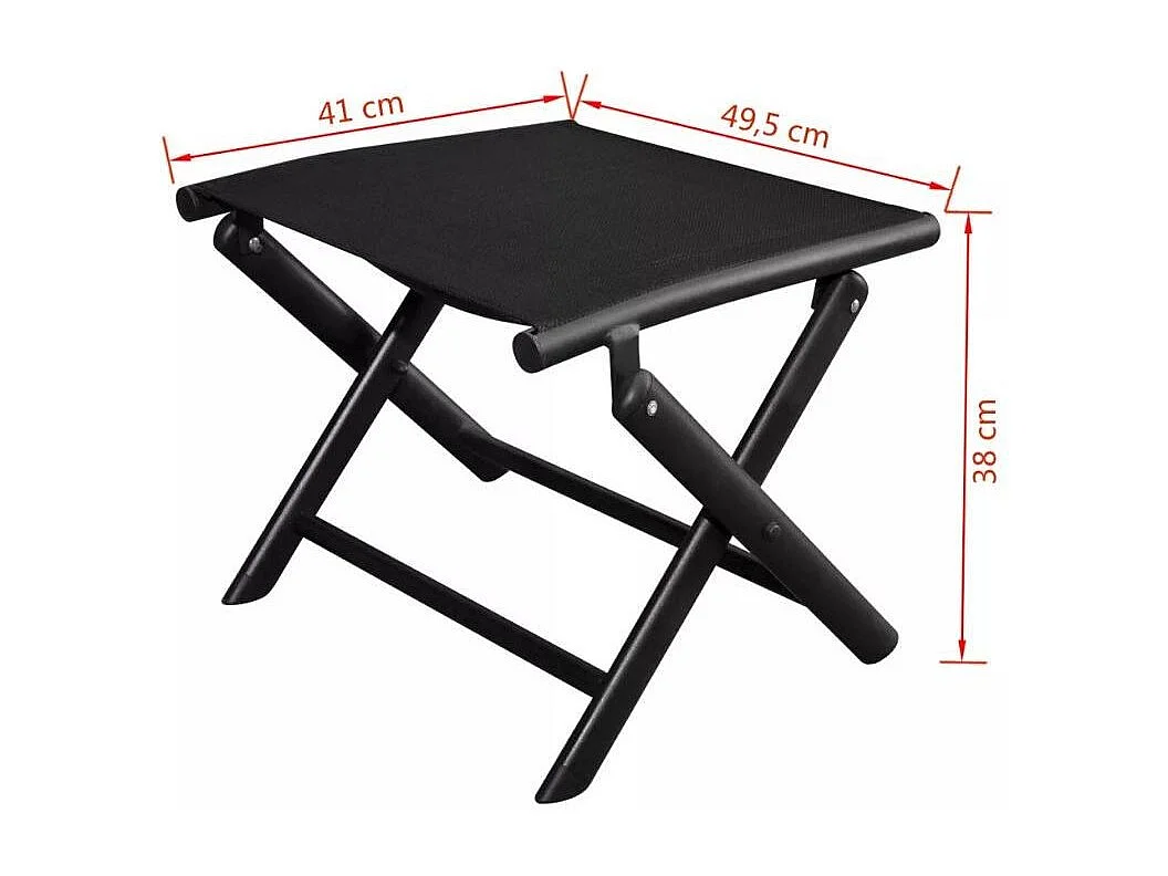 Voetenbank inklapbaar aluminium en textileen zwart