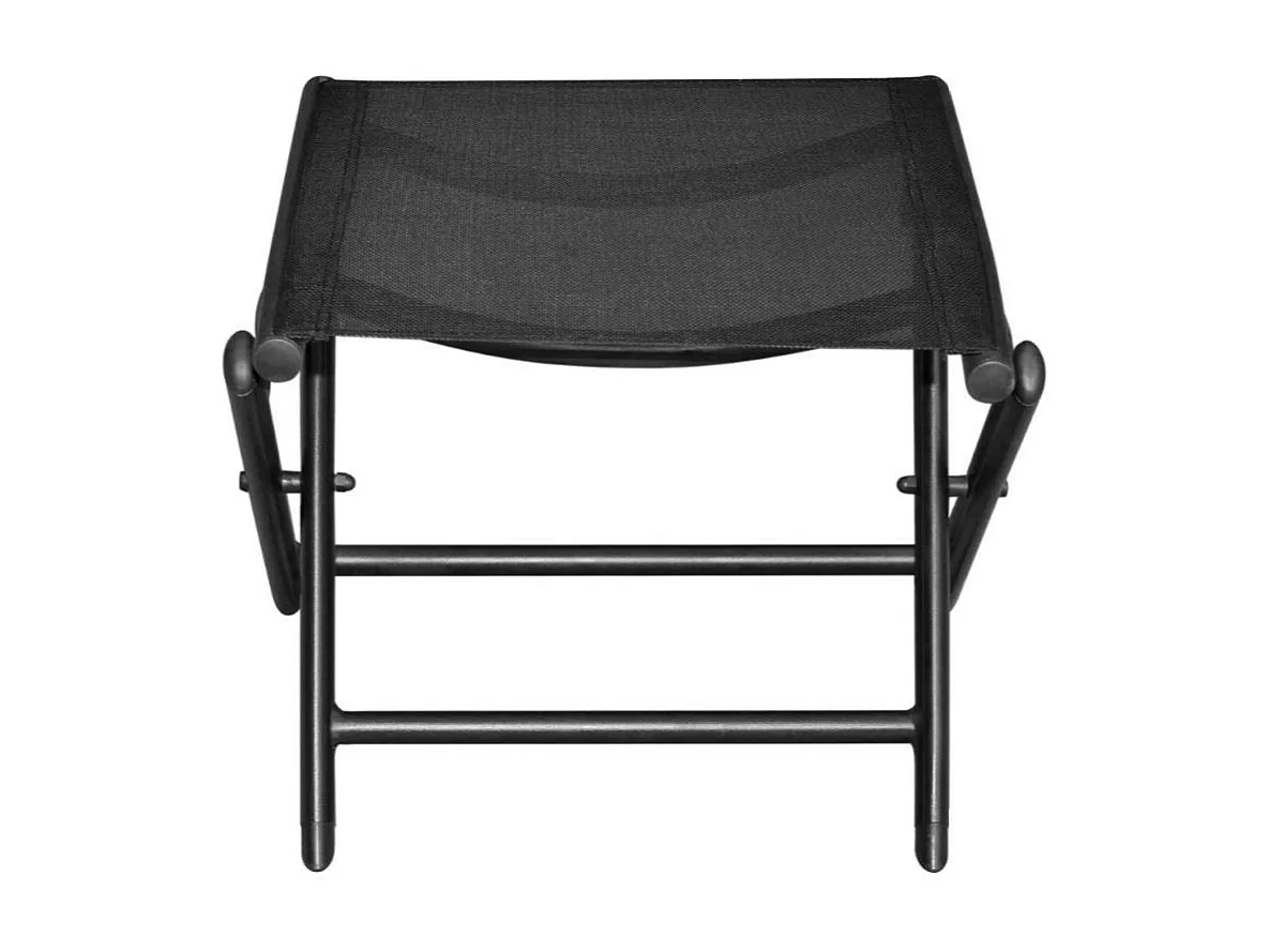 Voetenbank inklapbaar aluminium en textileen zwart