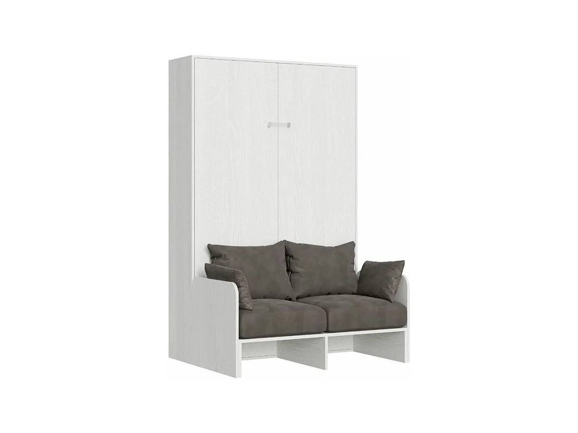 Lit escamotable vertical blanc avec canapé tissu Bounto 140x190 de tissu-Canapé 04