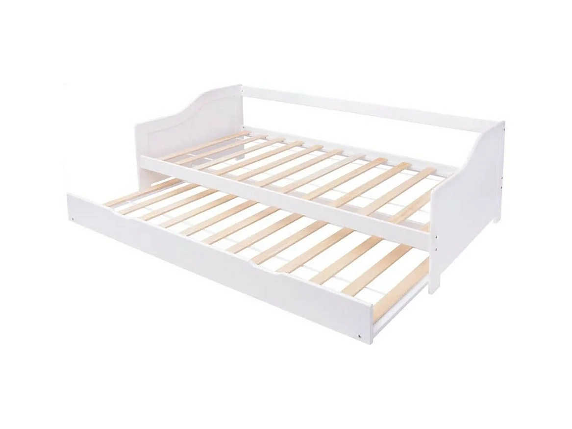 Lit banquette 2 couchages pin massif blanc Sacha 90x200