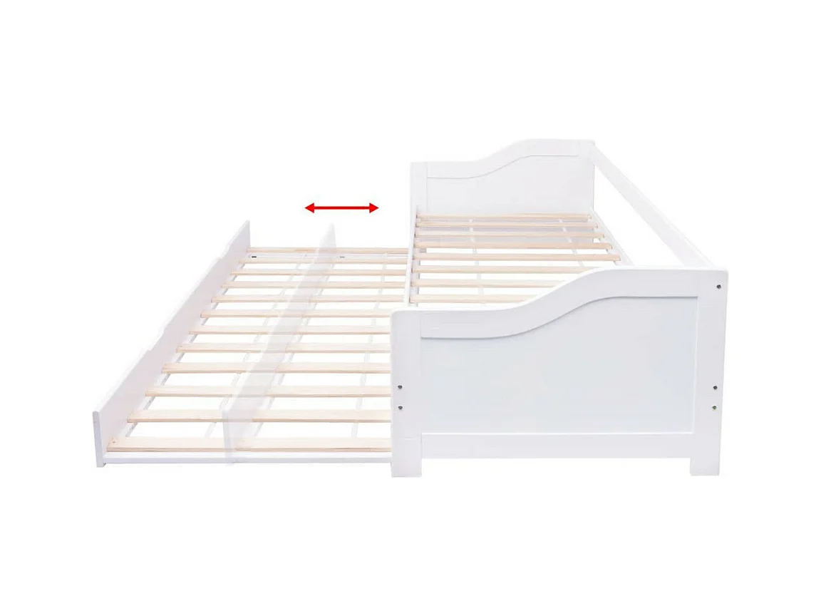 Lit banquette 2 couchages pin massif blanc Sacha 90x200