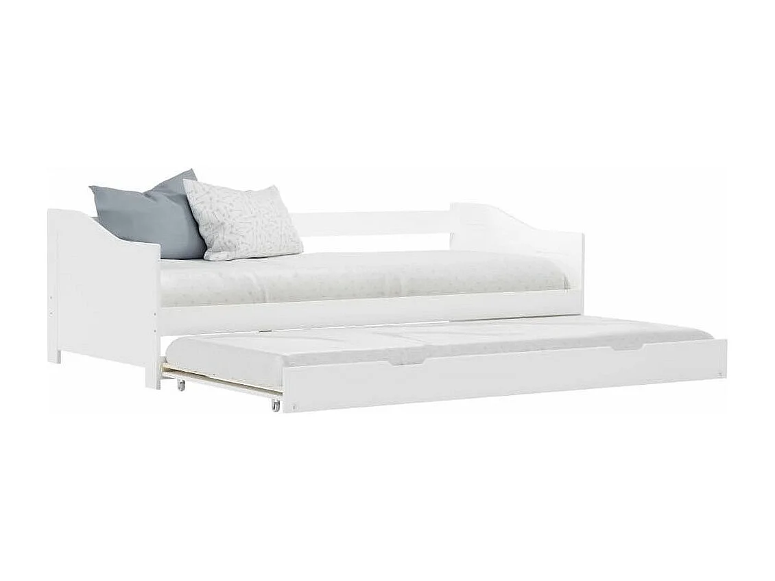 Lit banquette 2 couchages pin massif blanc Sacha 90x200