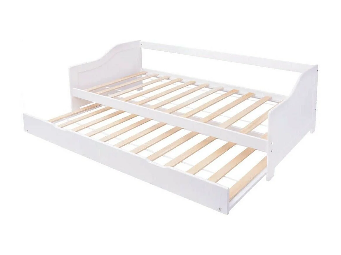 Lit banquette 2 couchages pin massif blanc Sacha 90x200