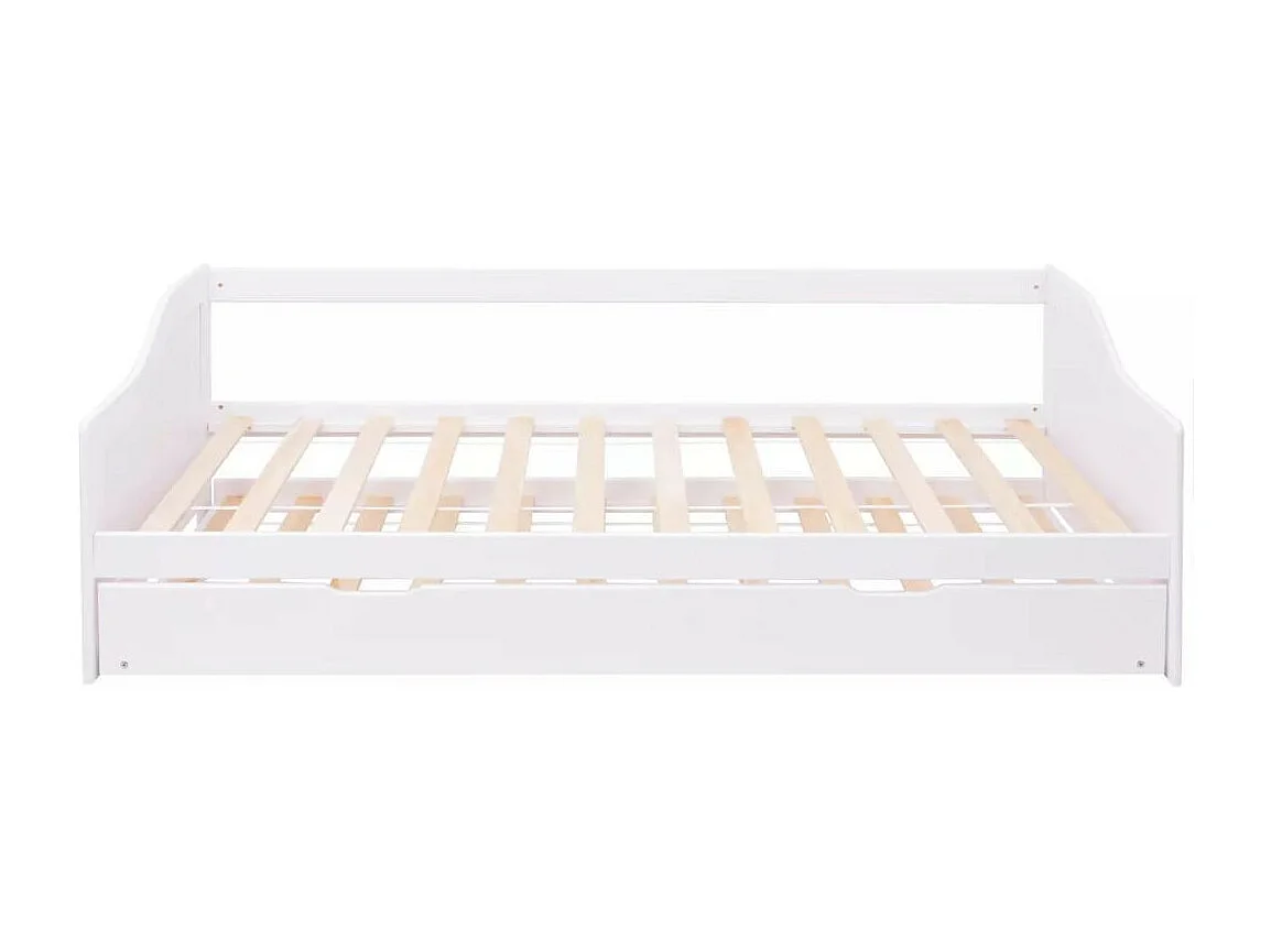 Lit banquette 2 couchages pin massif blanc Sacha 90x200