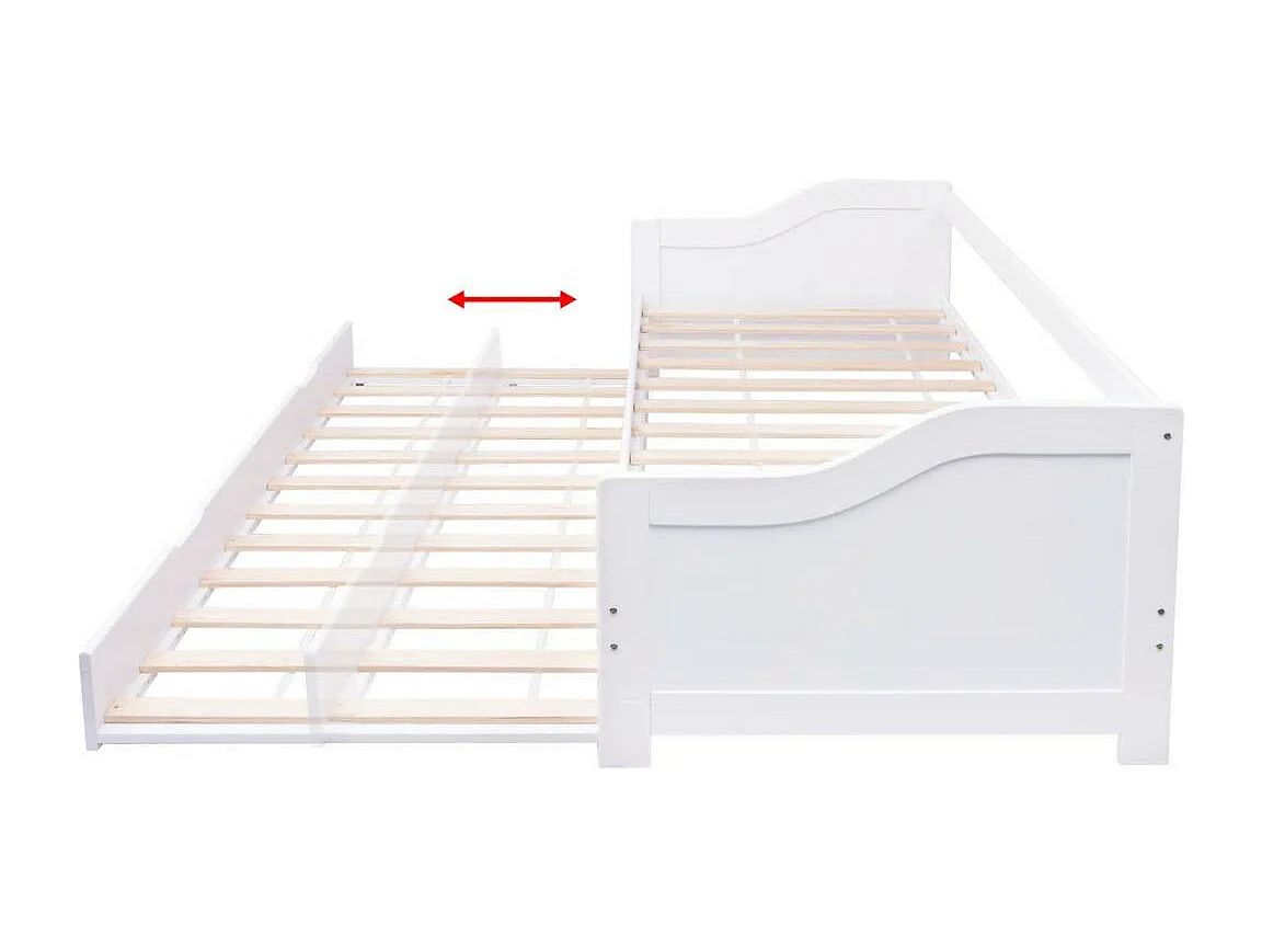 Lit banquette 2 couchages pin massif blanc Sacha 90x200