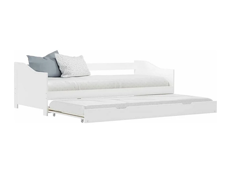 Lit banquette 2 couchages pin massif blanc Sacha 90x200