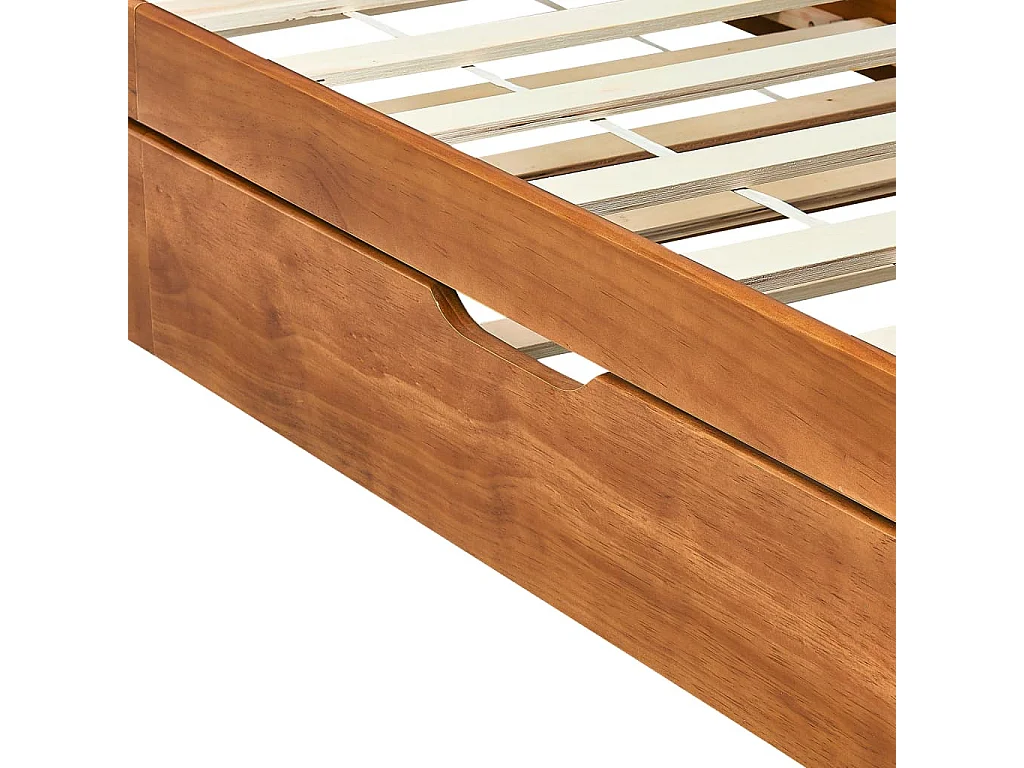 Lit banquette 2 couchages pin massif foncé Sacha 90x200