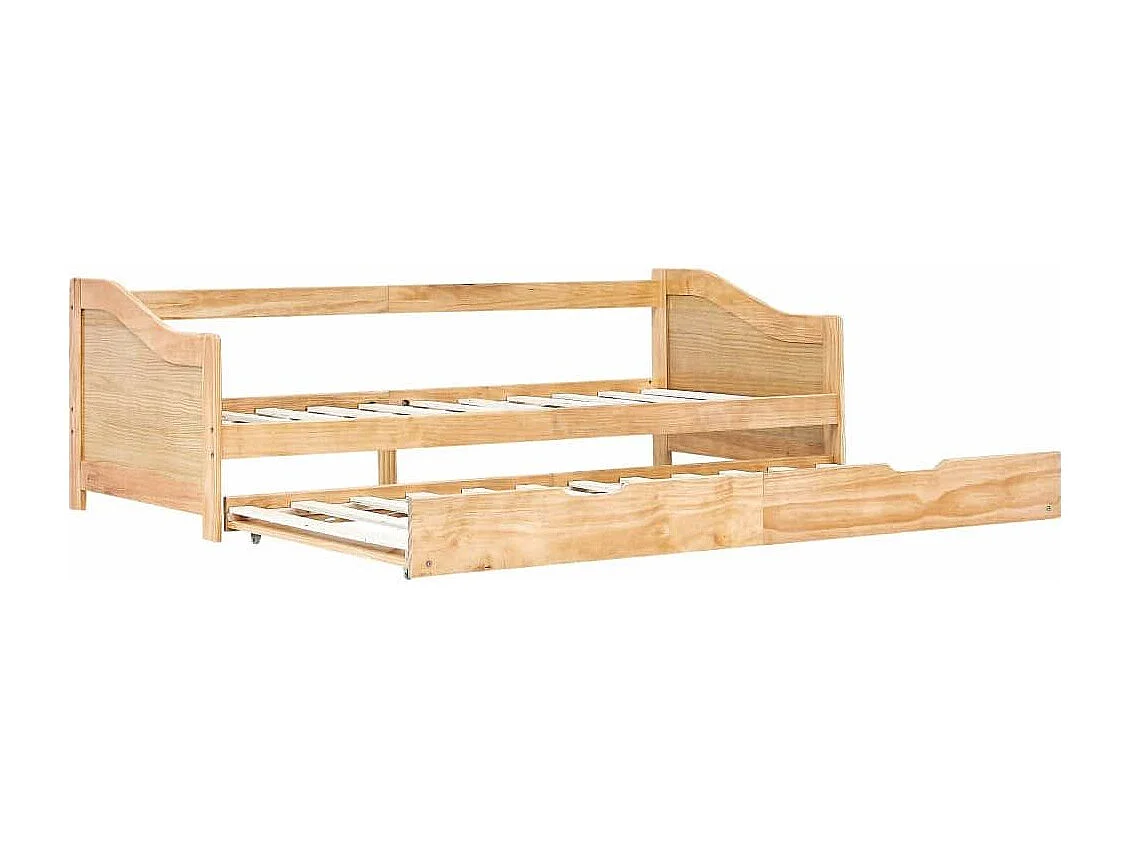 Lit banquette 2 couchages pin massif naturel Sacha 90x200