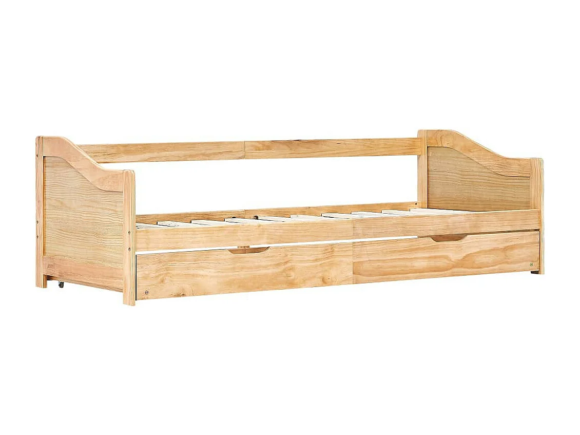 Lit banquette 2 couchages pin massif naturel Sacha 90x200