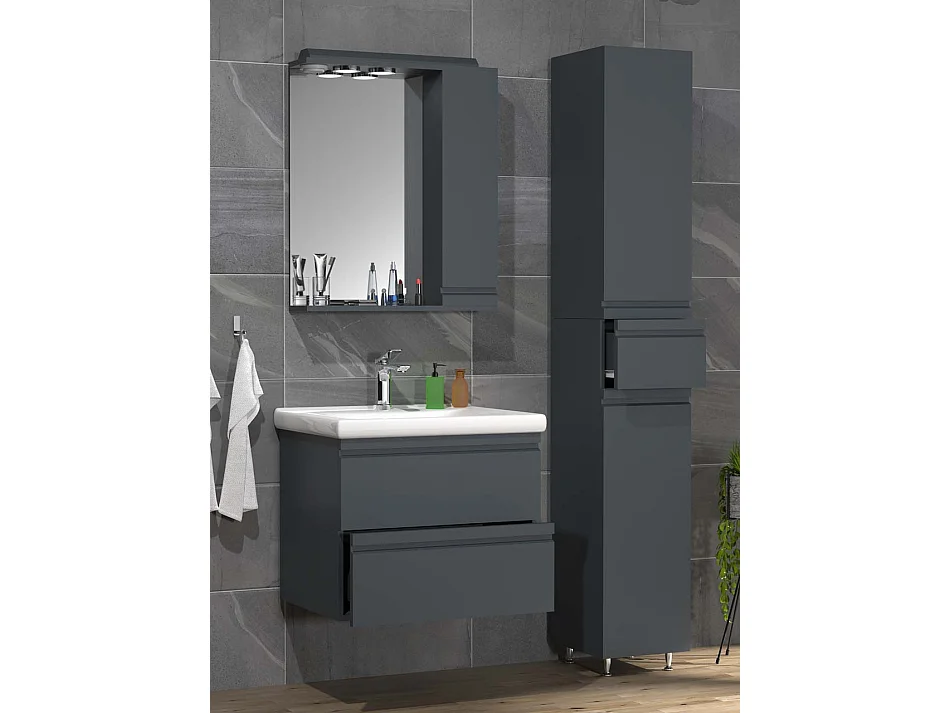 Bathroom furniture washbasin Silora Anthracite H. 180 x W. 90 x D. 46 cm