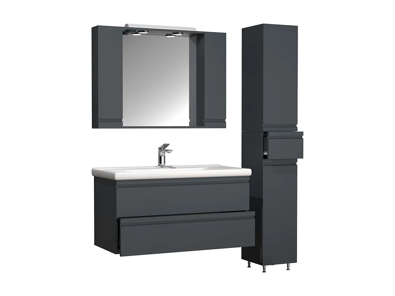 Lavabo per mobili da bagno Silora Antracite A. 180 x L. 130 x P. 46 cm