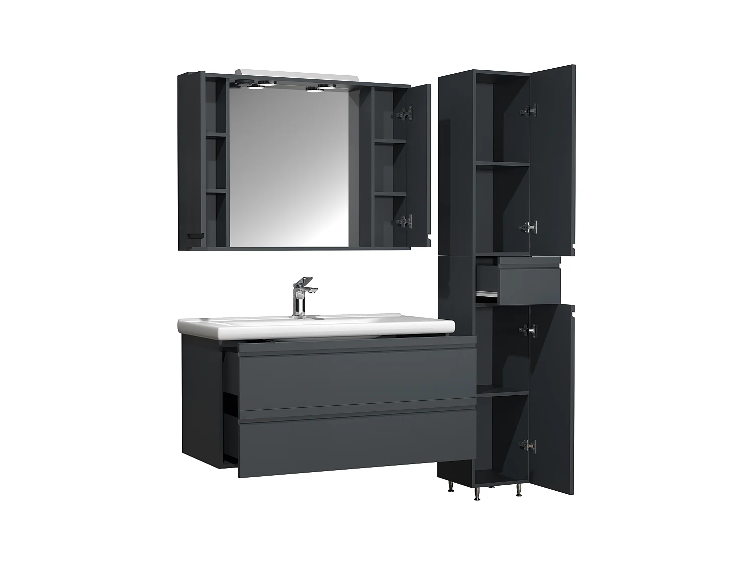 SiloraXL ensemble de meubles de salle de bains anthracite.