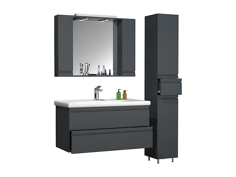 Lavabo de muebles de baño Silora Antracita AL. 180 x AN. 130 x P. 46 cm