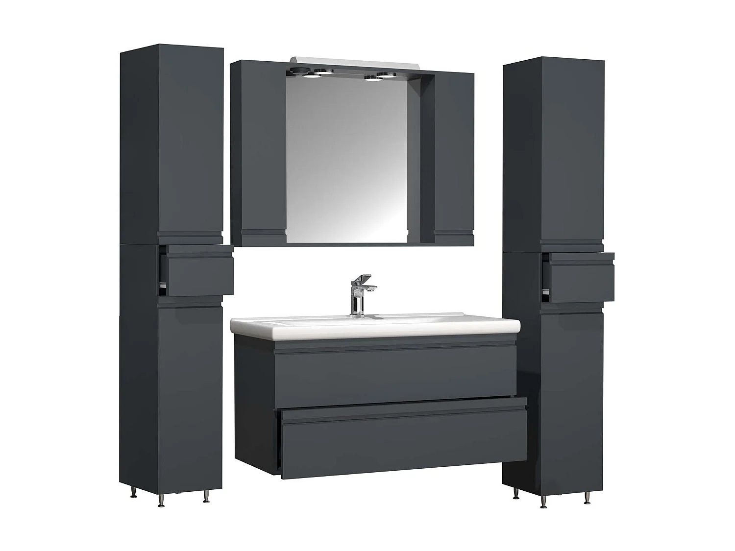 SiloraXL ensemble de meubles de salle de bains anthracite.