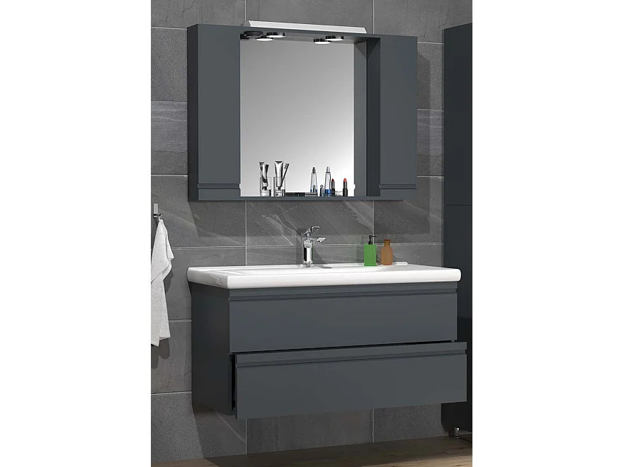 Bathroom furniture washbasin Silora Anthracite H. 125 x W. 100 x D. 46 cm