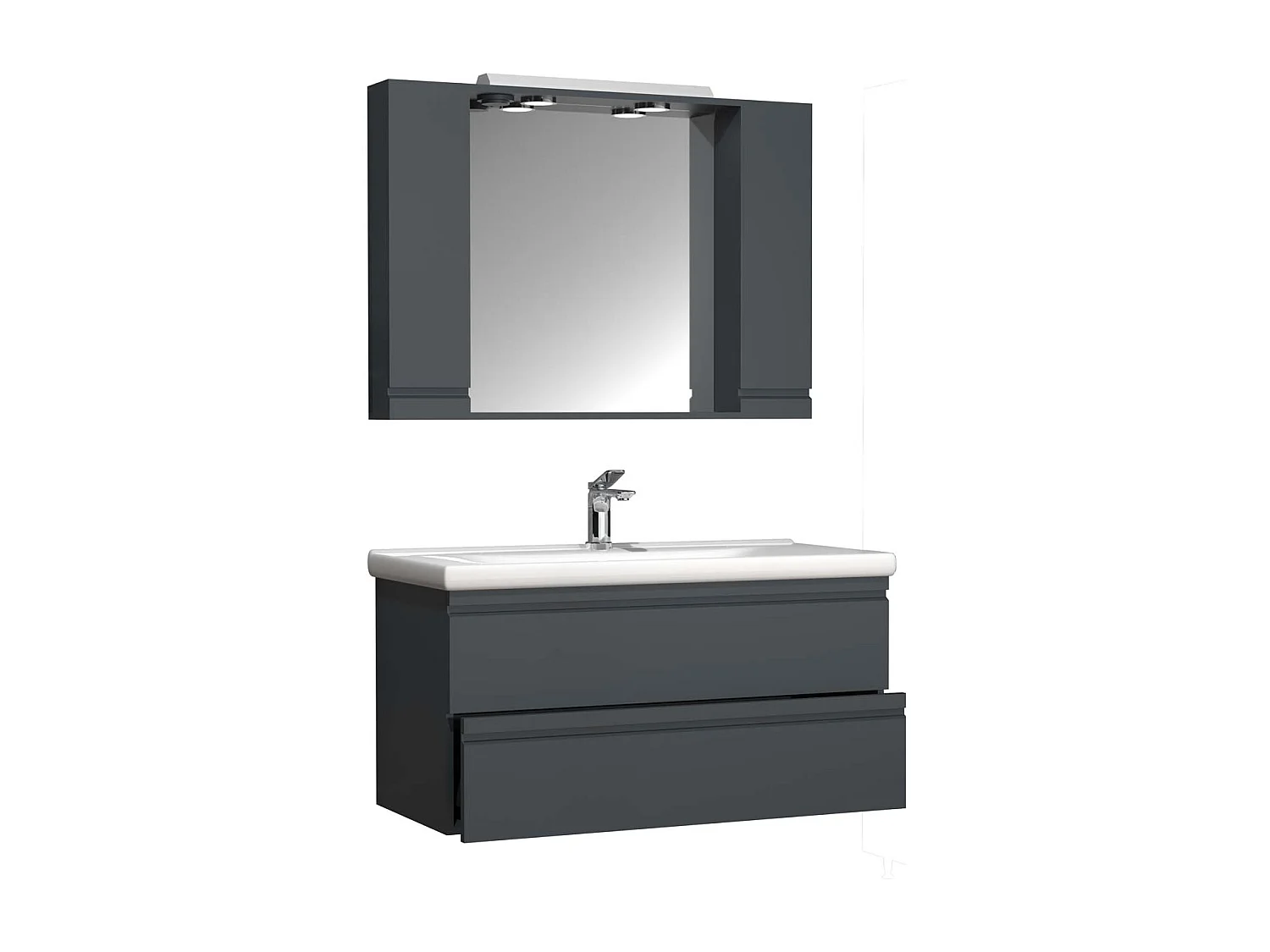 Bathroom furniture washbasin Silora Anthracite H. 125 x W. 100 x D. 46 cm