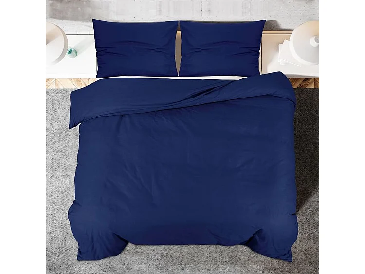 Ensemble de housse de couette Bleu marine 140x200 Microfibre
