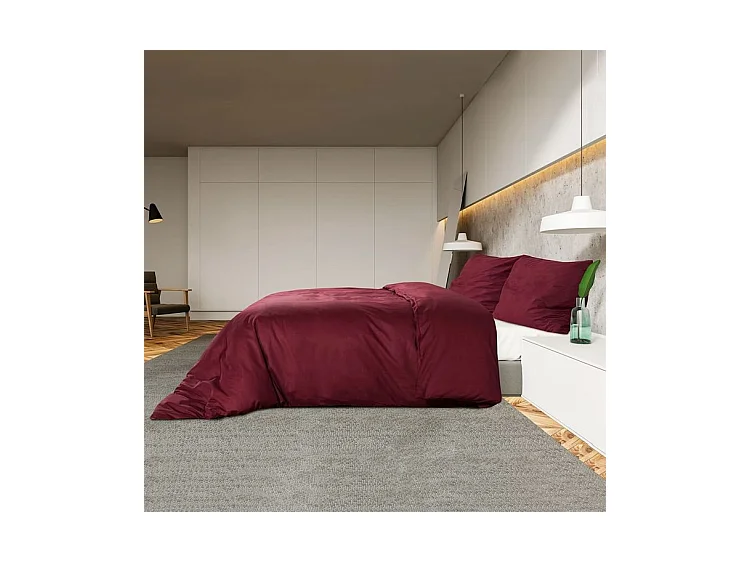 Ensemble de housse de couette Bordeaux 140x200 Microfibre