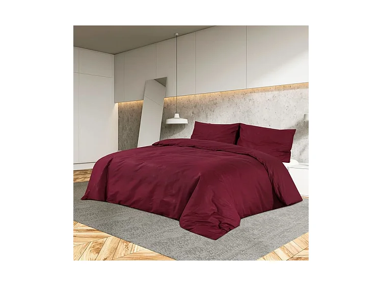 Ensemble de housse de couette Bordeaux 140x200 Microfibre