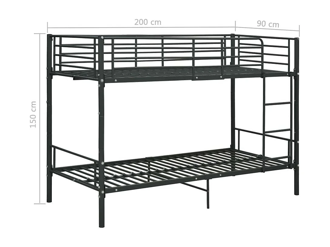 Lit superposé métal noir 90x200 Baroka