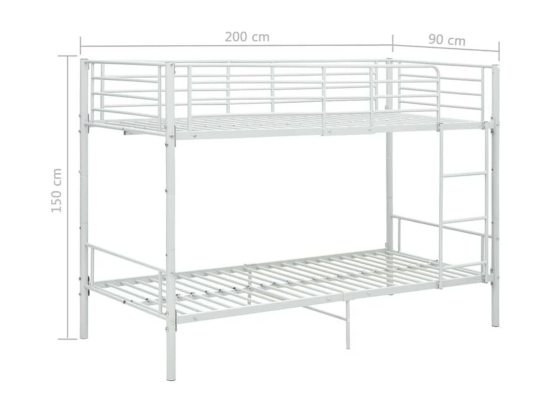 Lit superposé métal blanc 90x200 Baroka