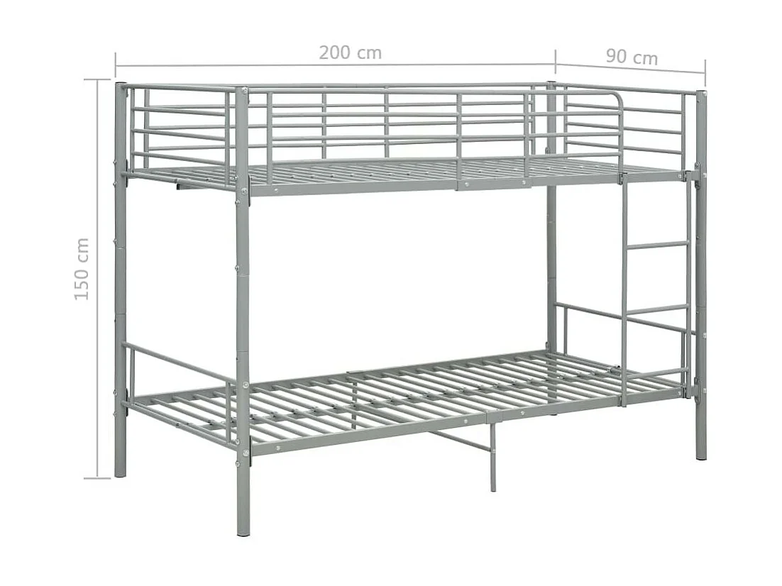 Lit superposé métal gris 90x200 Baroka