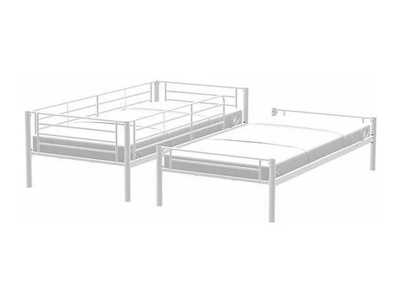 Lit superposé séparable métal 90x190 Aliza-Couleur Blanc