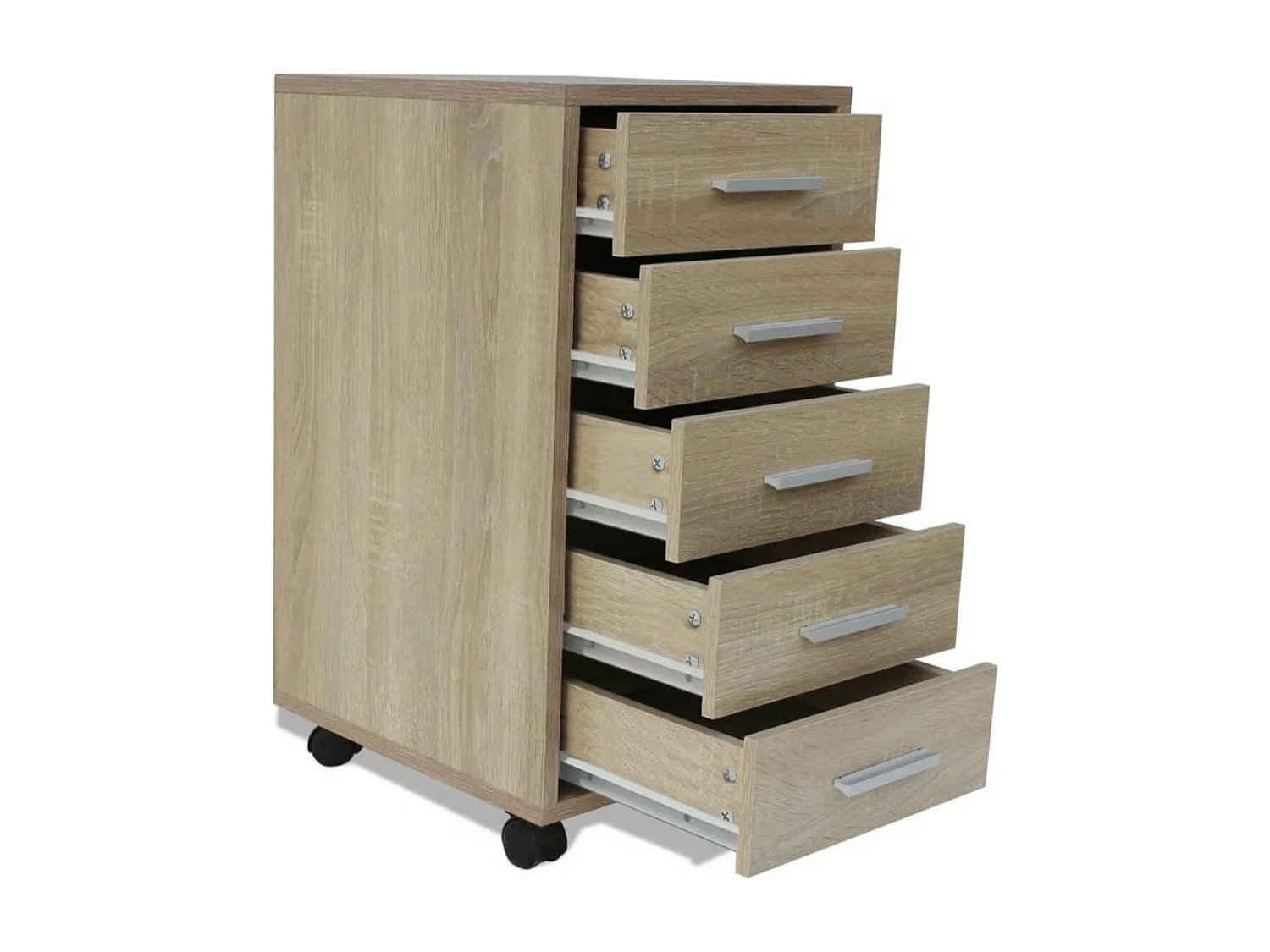 Meuble de rangement 5 tiroirs chêne foncé Kapci