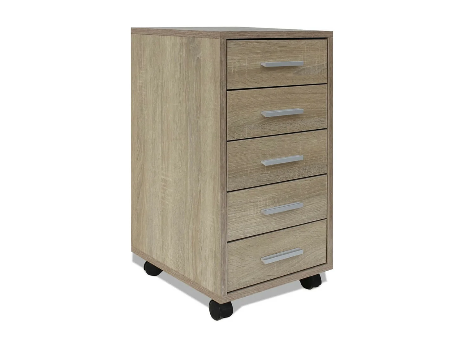 Meuble de rangement 5 tiroirs chêne foncé Kapci